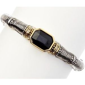 Hectangle Black Glass Crystal Bangle -J039J068-69